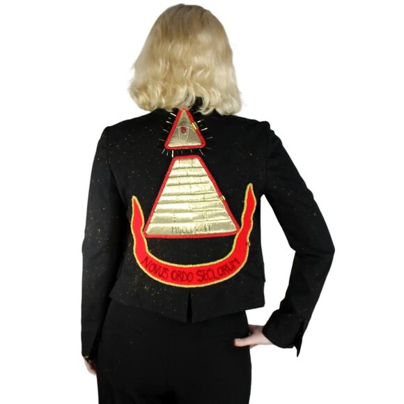 Desperately Seeking 80s Pyramid Style Size XS/Small Black Glitter Susan Jacket - Picture 4 of 9